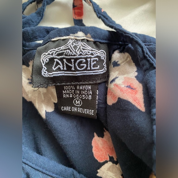 Angie Women's Navy Ruffle Top Sleeveless Floral Dress Sundress Size M - Picture 8 of 9